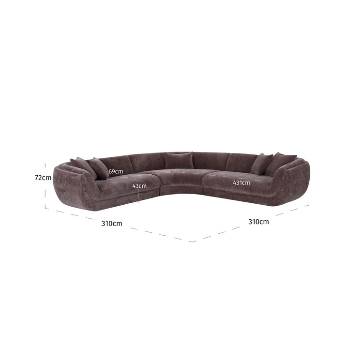 Richmond Interiors Hoekbank Gianelle Be straight dark brown donker bruin