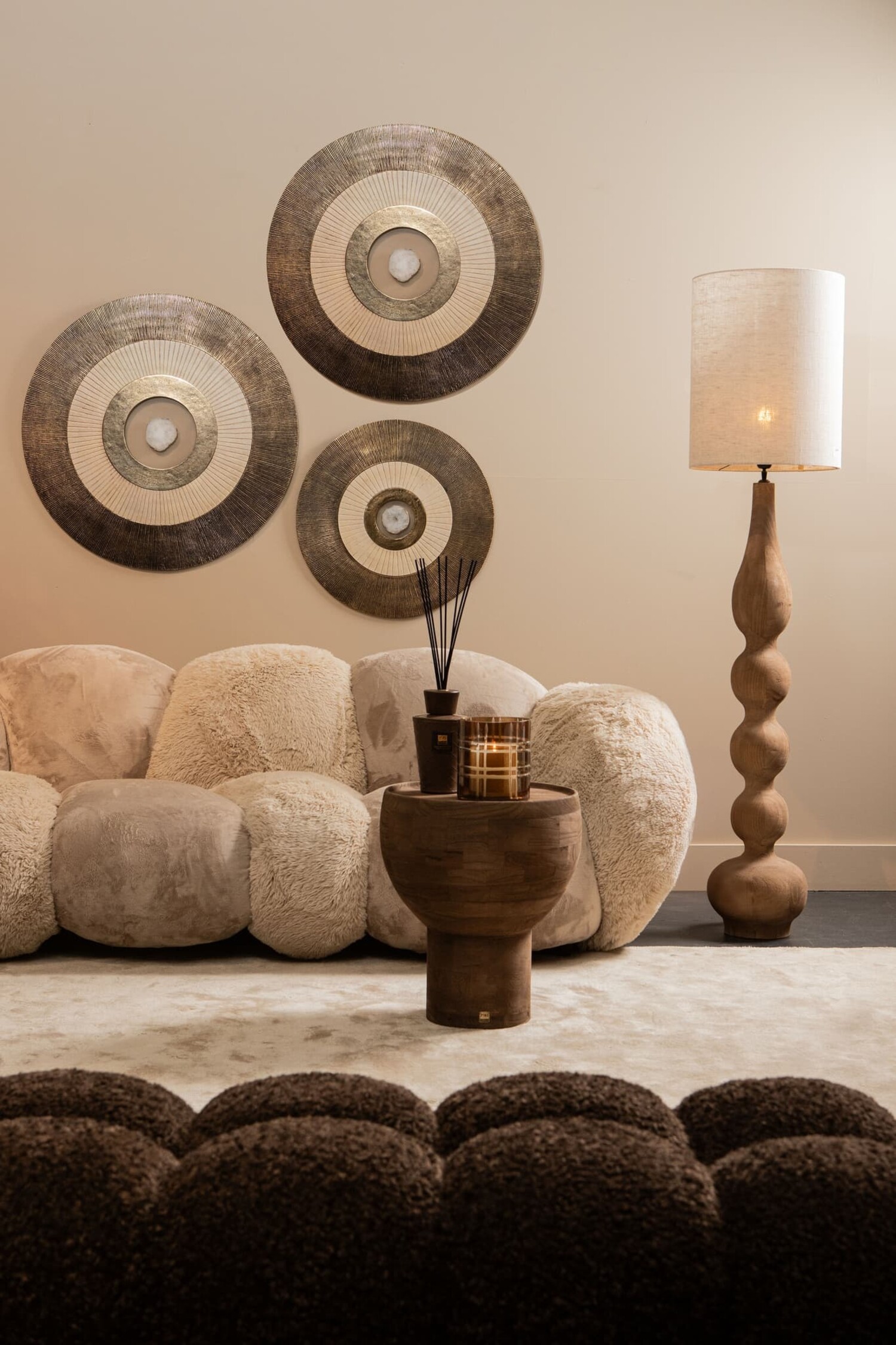 PTMD Collection Jacci Gold wandpaneel aluminium center stone Small