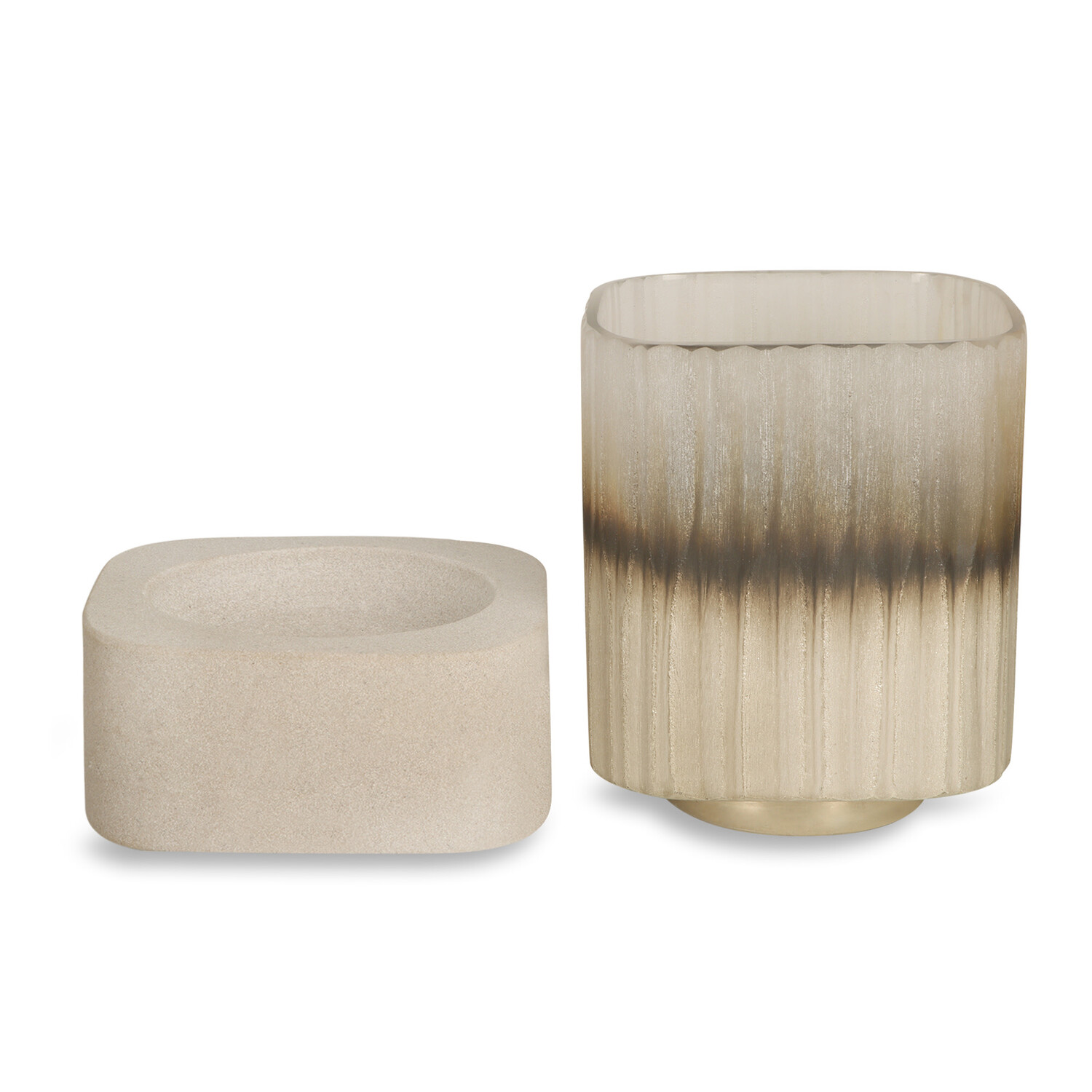 Bombyxx Windlicht Ine Smoke Grey Beige Glas Extra Small