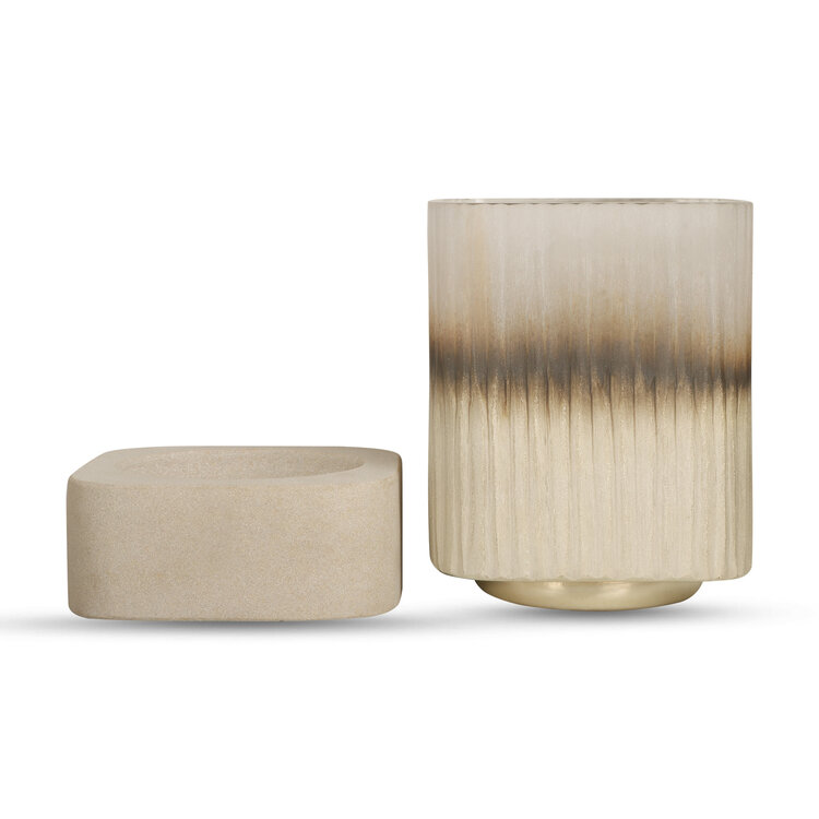 Bombyxx Windlicht Ine Smoke Grey Beige Glas Small