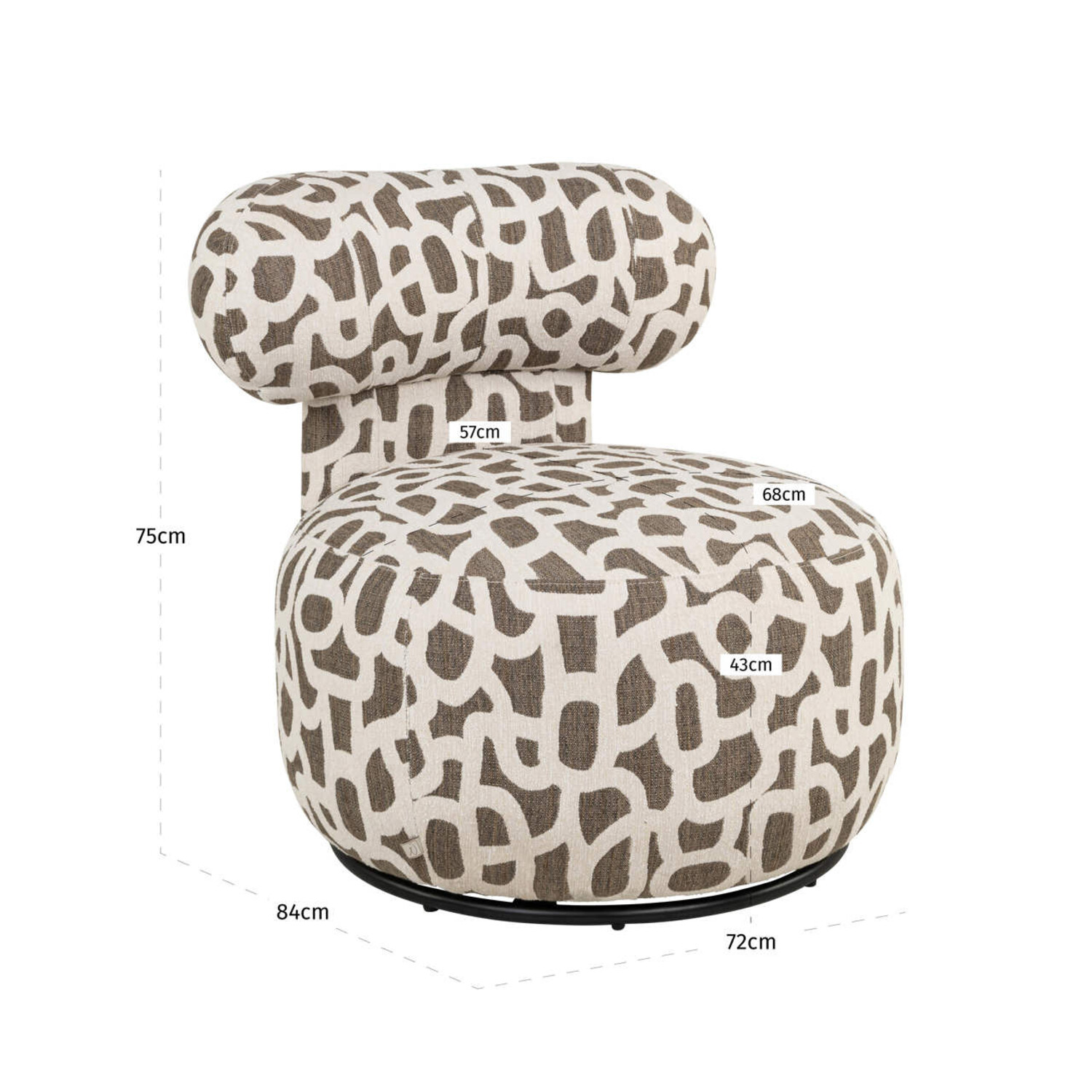 Richmond Interiors Draaifauteuil Kaya weave brown bruin draaibaar