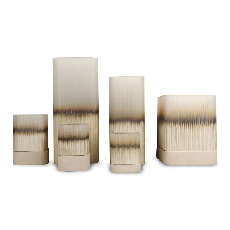 Bombyxx Windlicht Ine Smoke Grey Beige Glas Medium
