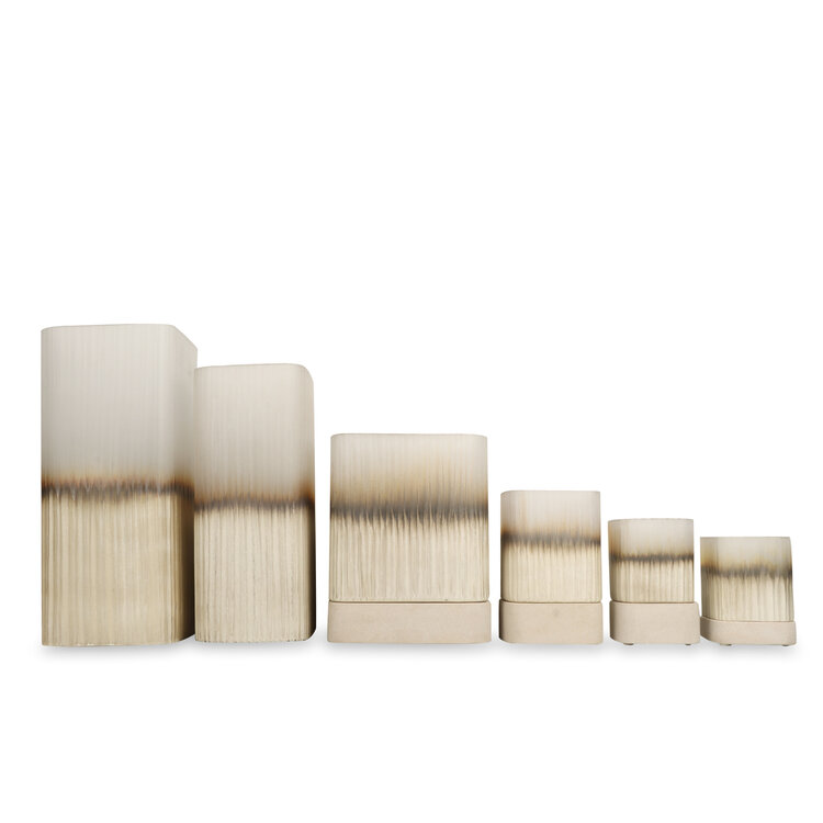 Bombyxx Windlicht Ine Smoke Grey Beige Glas Small