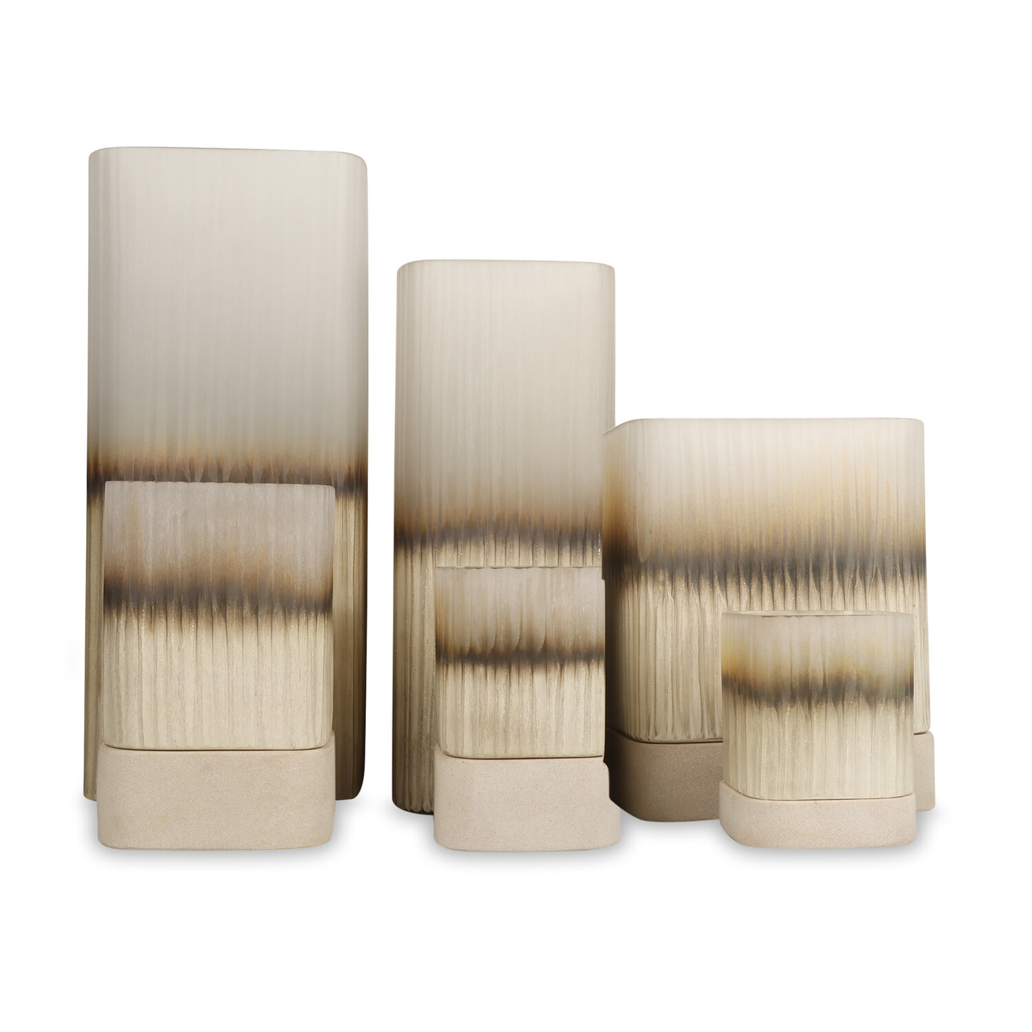 Bombyxx Windlicht Ine Smoke Grey Beige Glas Small