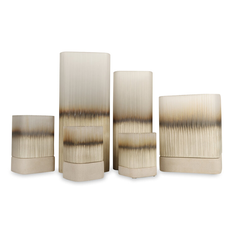 Bombyxx Windlicht Ine Smoke Grey Beige Glas Small