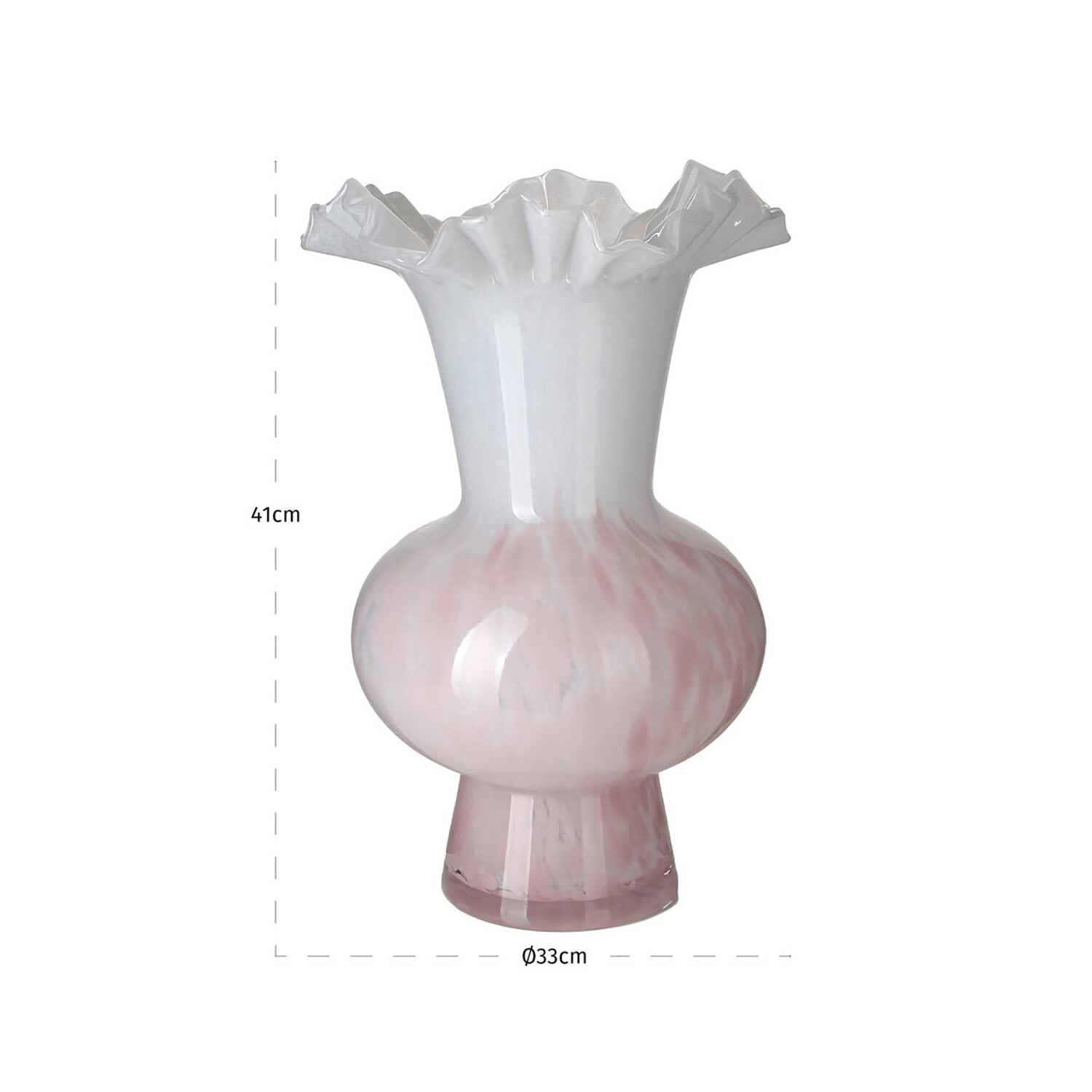 Richmond Interiors Vaas Vola pink roze wit glas