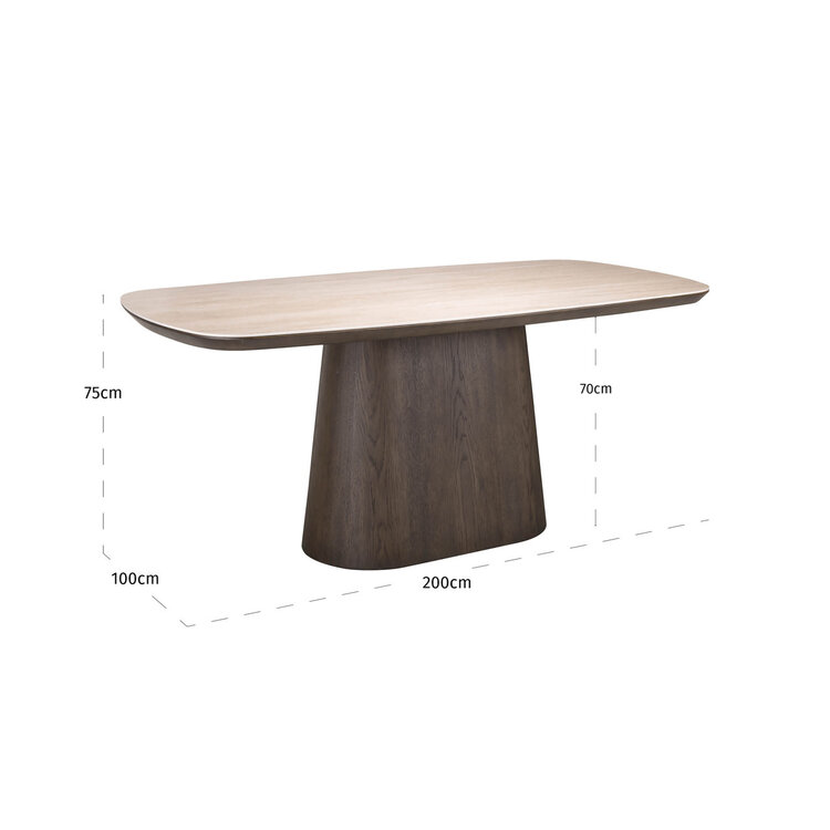 Richmond Interiors Eettafel Ritz Brown Keramiek Eiken Fineer Bruin 200 cm