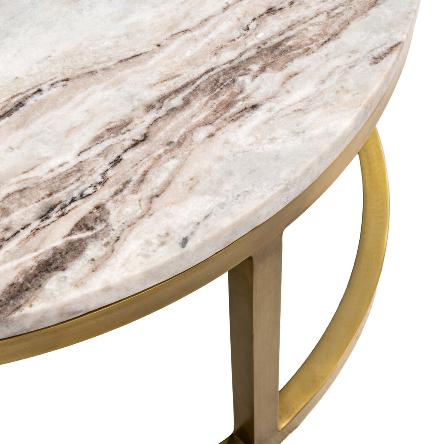 Richmond Interiors Salontafel Bottega Blush Beige Marmer Rond Set van 2