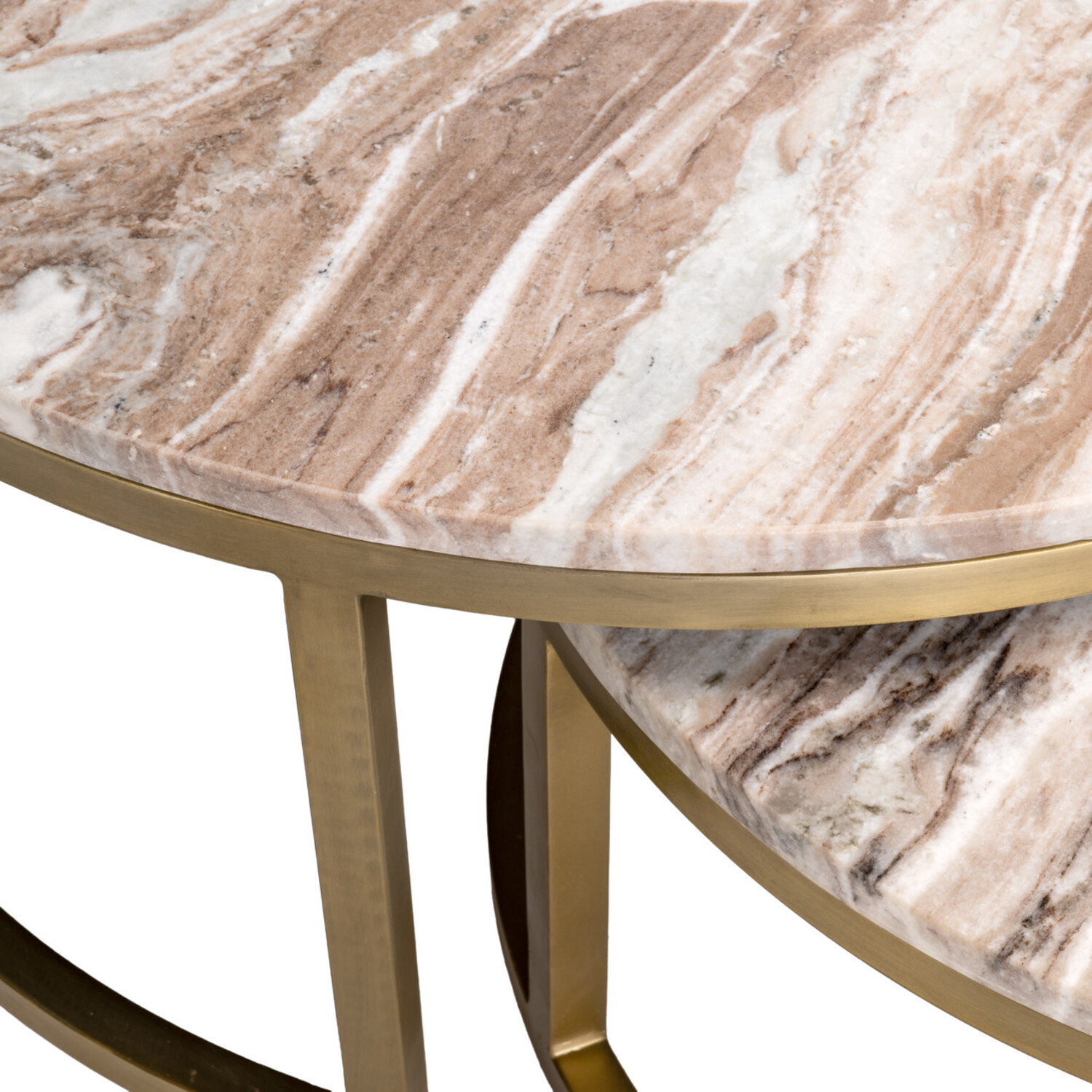 Richmond Interiors Salontafel Bottega Blush Beige Marmer Rond Set van 2