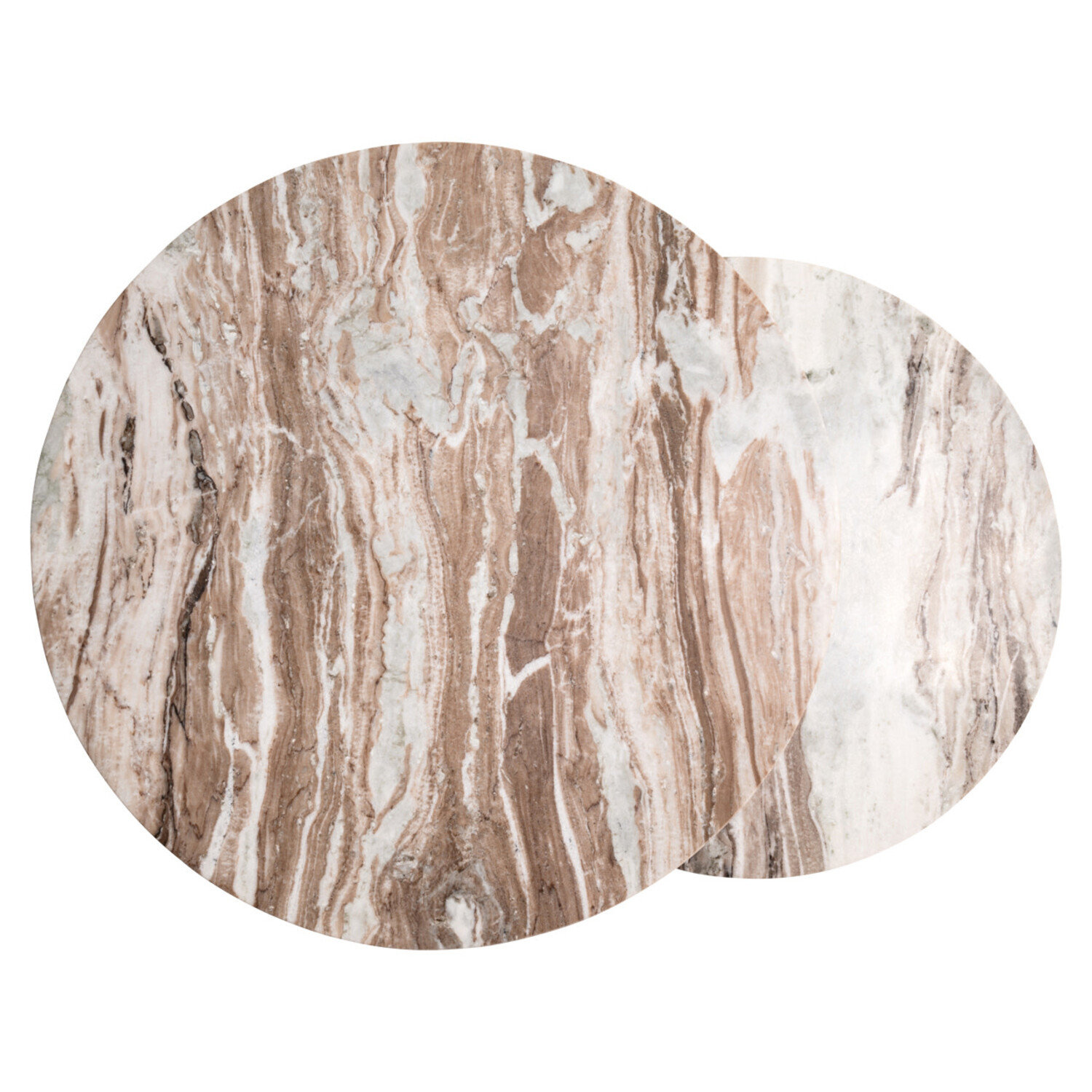 Richmond Interiors Salontafel Bottega Blush Beige Marmer Rond Set van 2