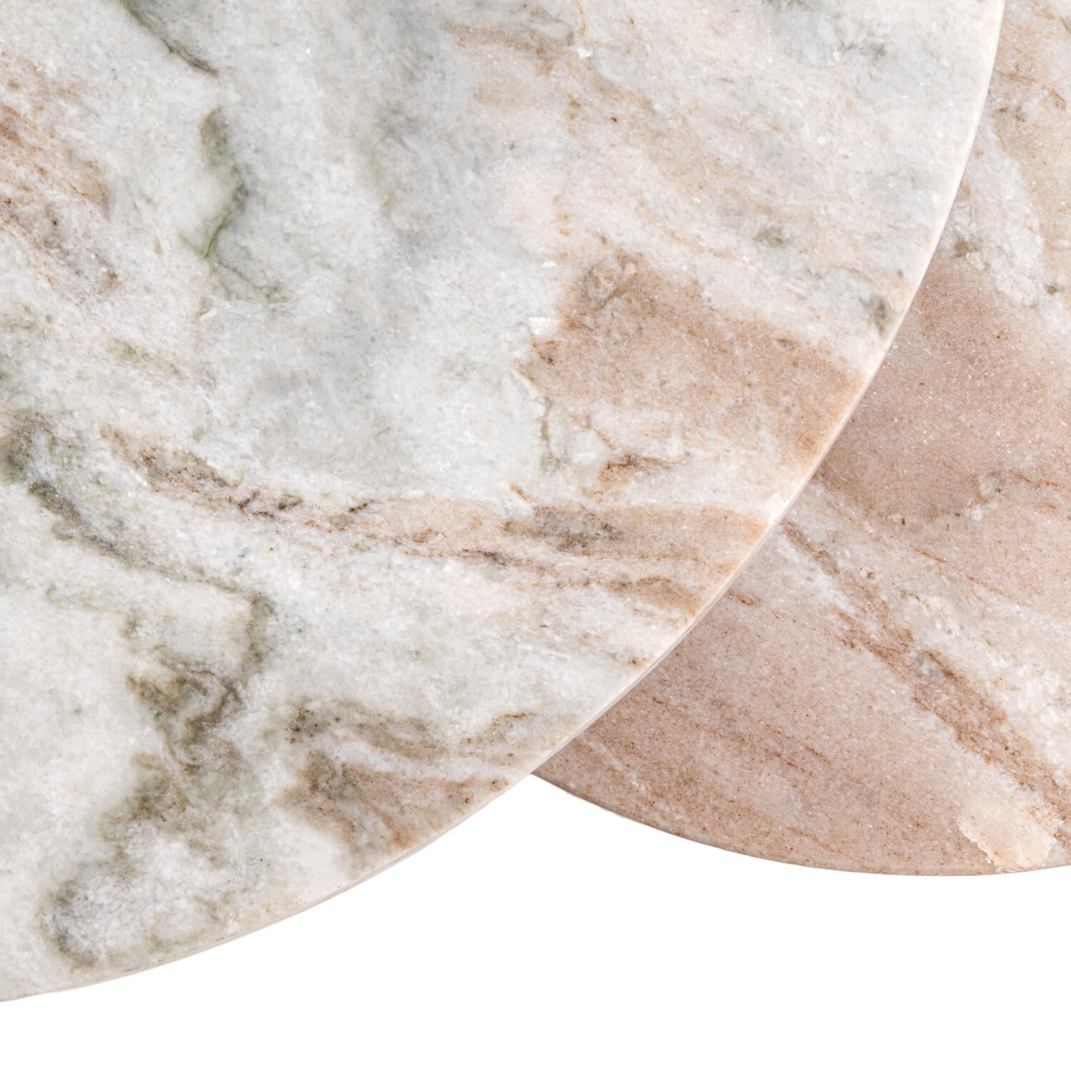 Richmond Interiors Bijzettafel Bottega Blush Beige Marmer Rond Set van 2