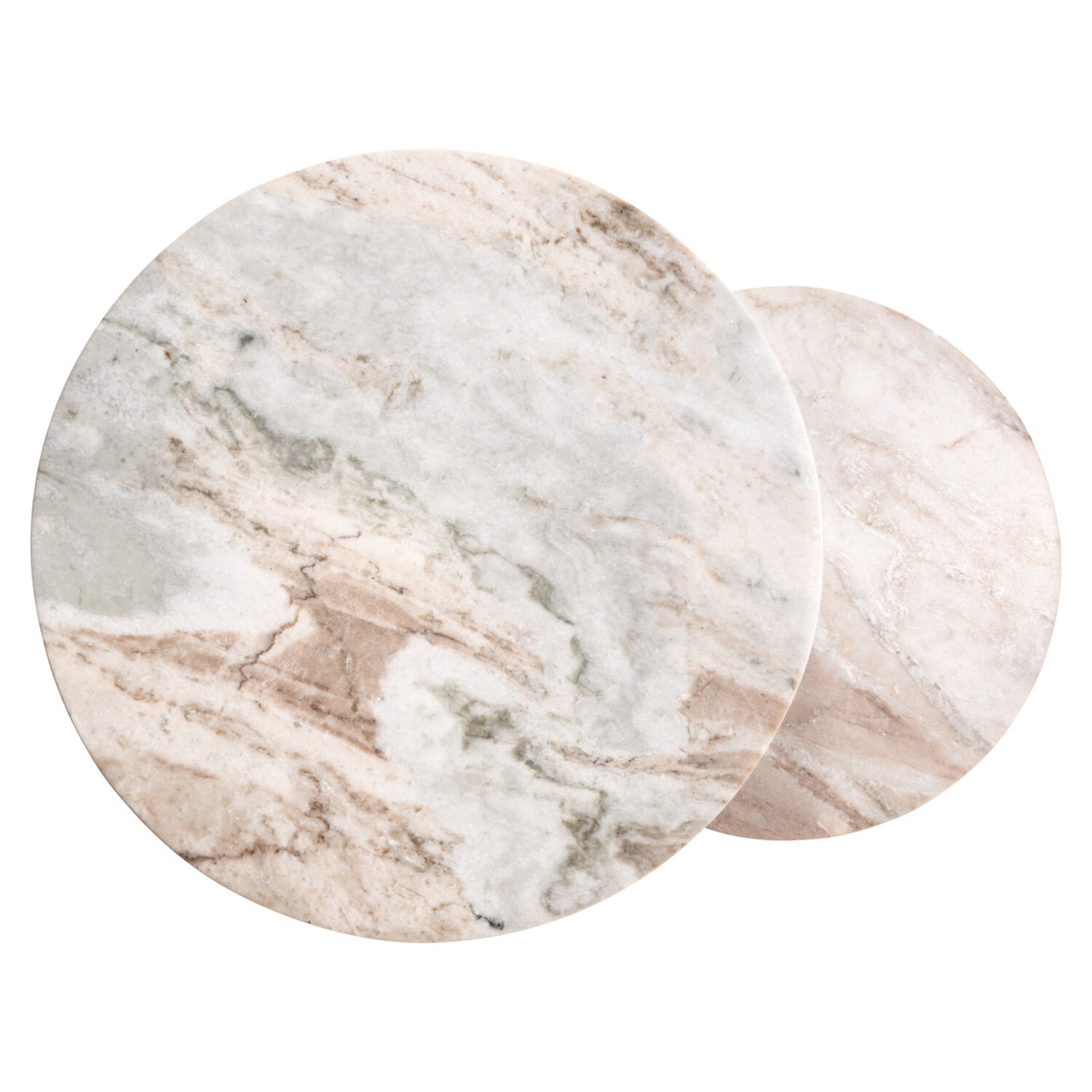 Richmond Interiors Bijzettafel Bottega Blush Beige Marmer Rond Set van 2