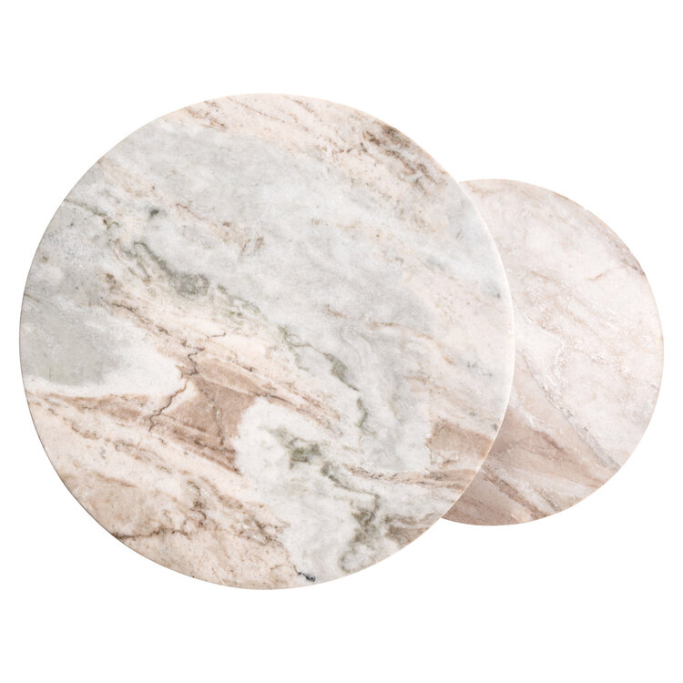 Richmond Interiors Bijzettafel Bottega Blush Beige Marmer Rond Set van 2