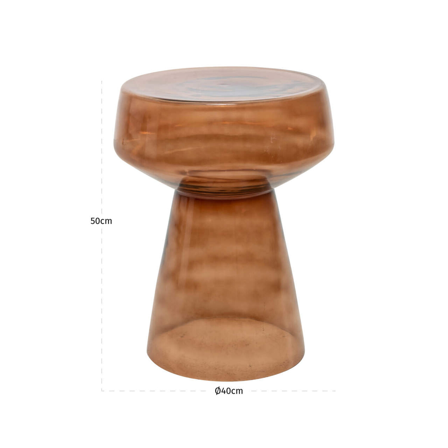 Richmond Interiors Bijzettafel Isa Brown Glas Rond Ø55 cm