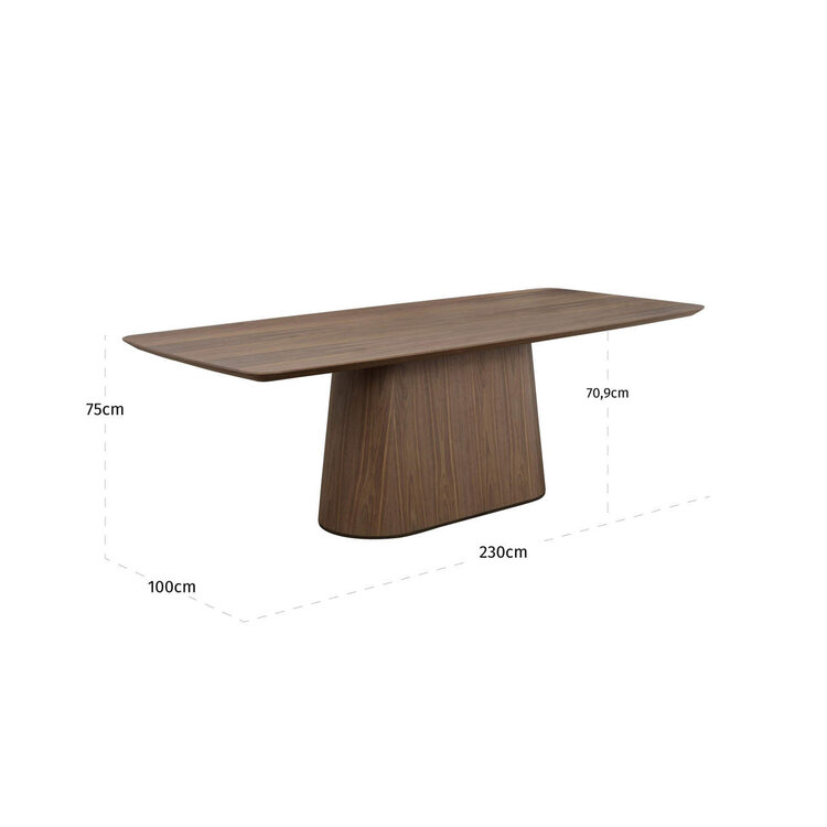 Richmond Interiors Eettafel Windsor Walnut Rechthoek Walnoot Fineer Bruin 230 cm