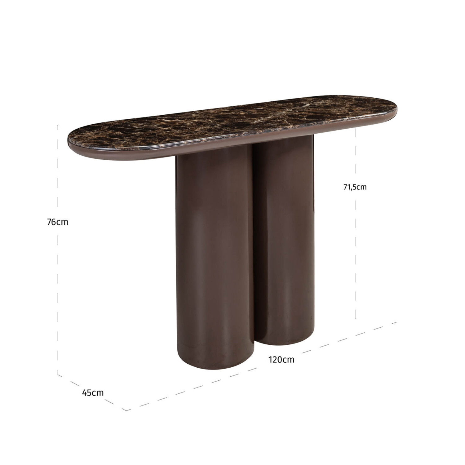 Richmond Interiors Console wandtafel Almundi chocolat brown keramiek bruin