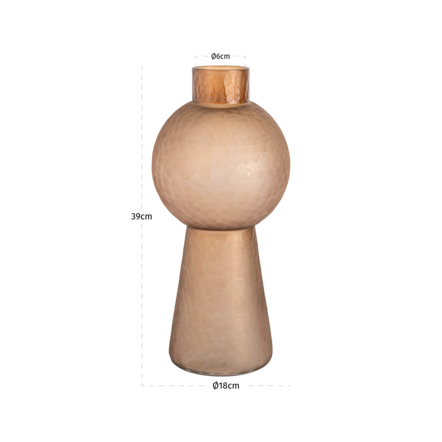 Richmond Interiors Vaas Ora Brown Glas Rond Bruin Groot