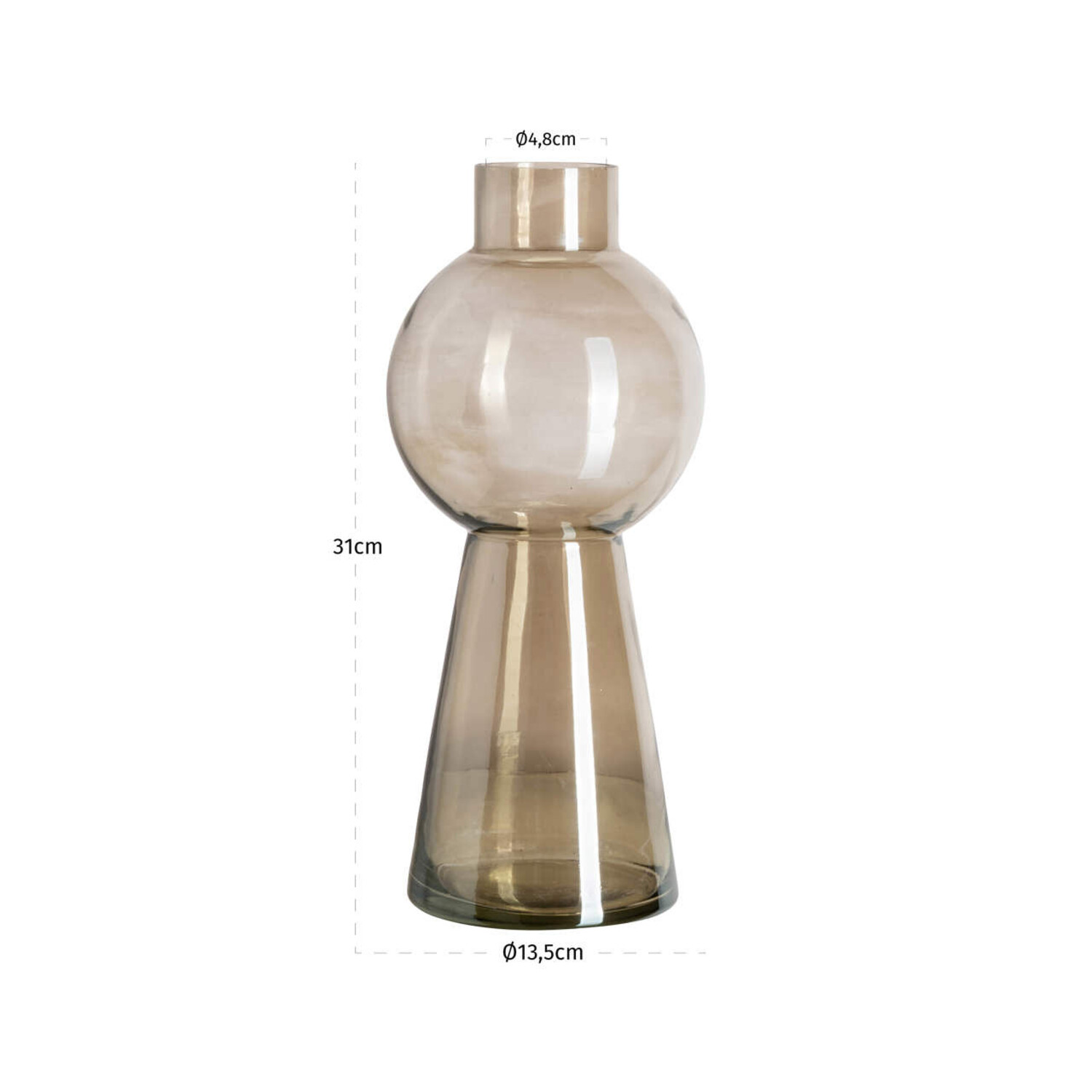 Richmond Interiors Vaas Sera Smoke Glas Rond Klein