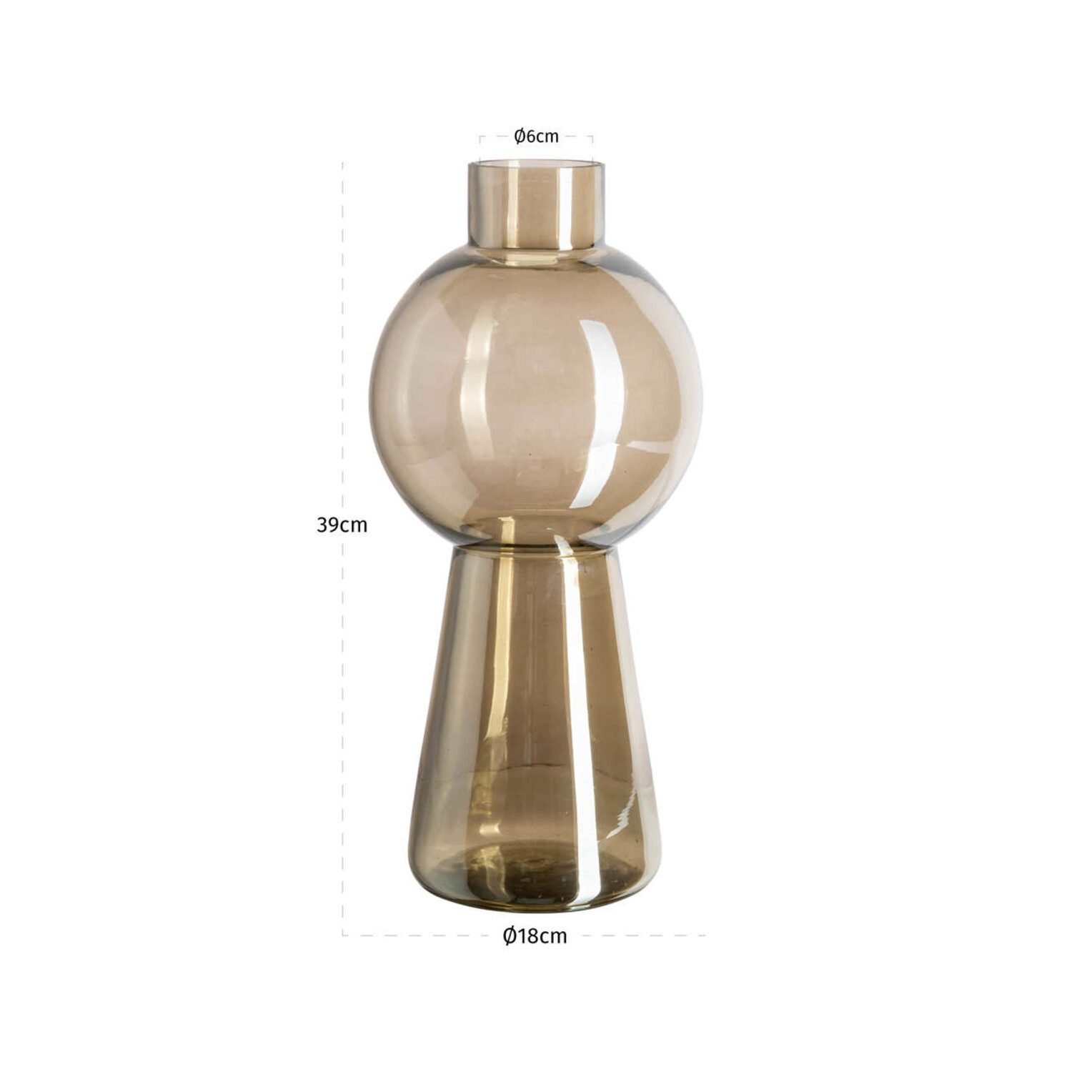 Richmond Interiors Vaas Sera Smoke Glas Rond Groot