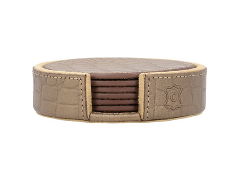 Chamada Onderzetter croco rond Merel XS set van 6 koper