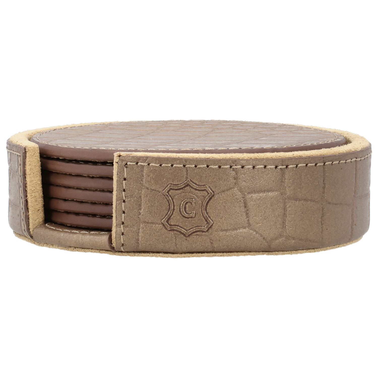 Chamada Onderzetter croco rond Merel XS set van 6 koper