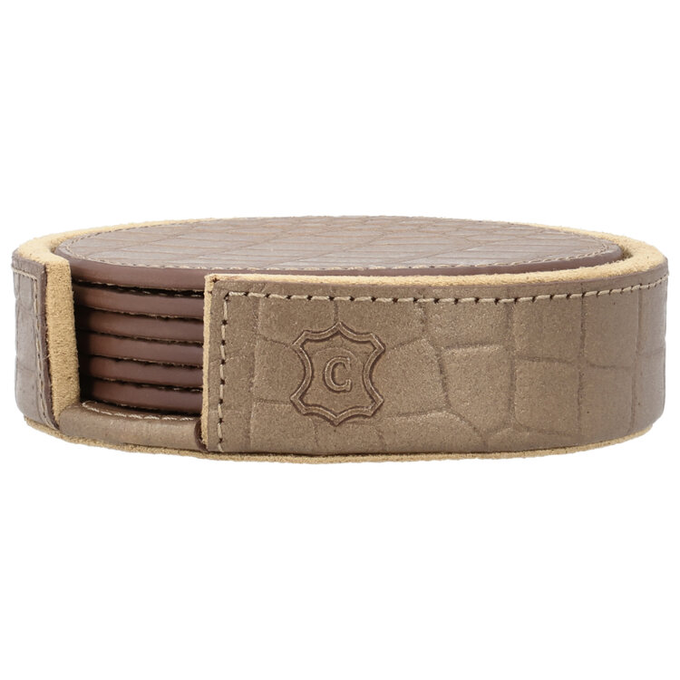 Chamada Onderzetter croco rond Merel XS set van 6 koper