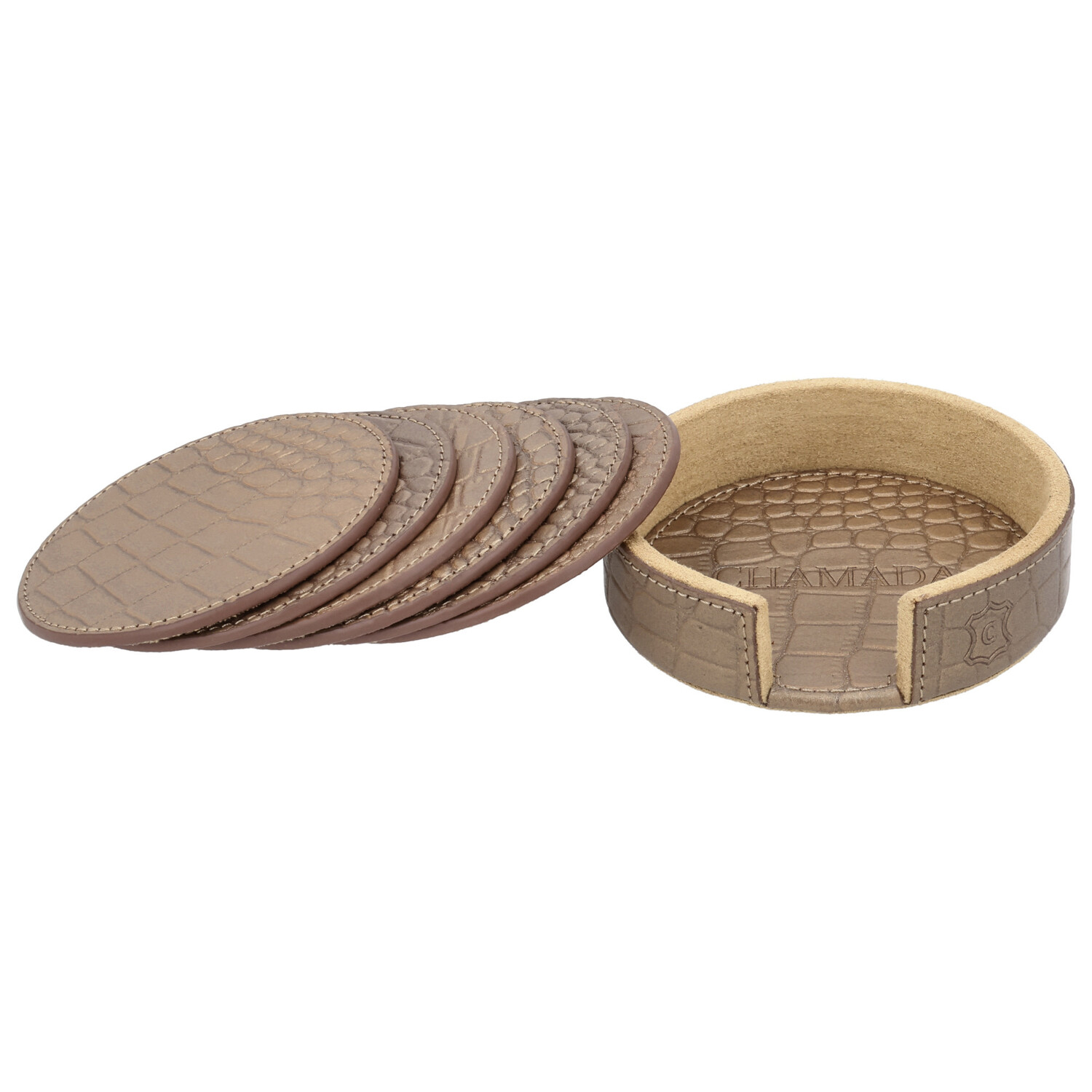Chamada Onderzetter croco rond Merel XS set van 6 koper
