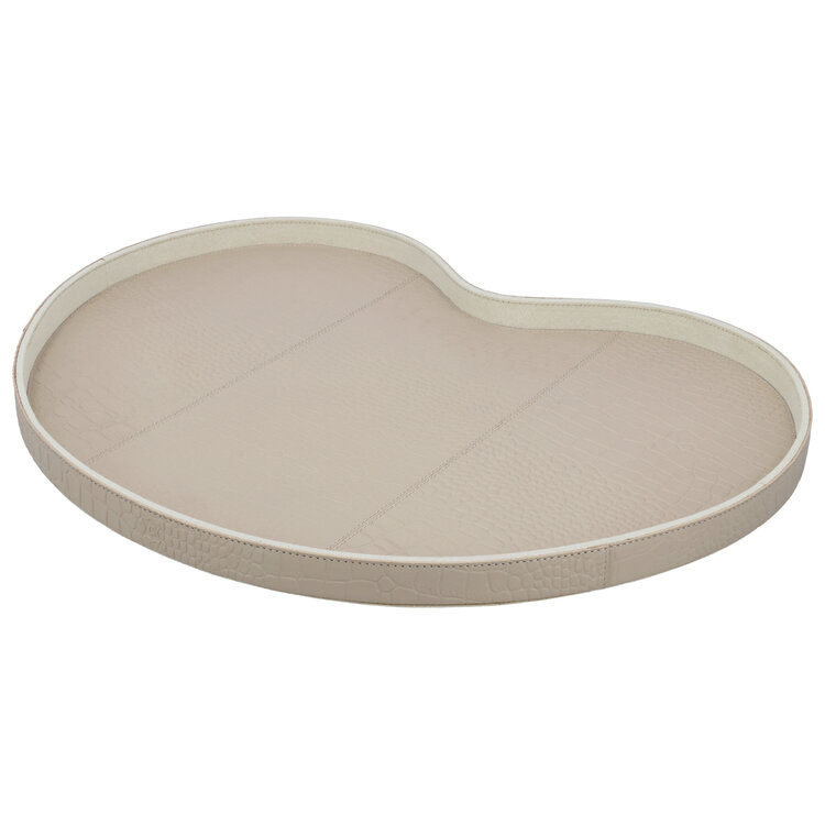 Chamada Decoratief dienblad croco leren Kidney tray Chloë beige L