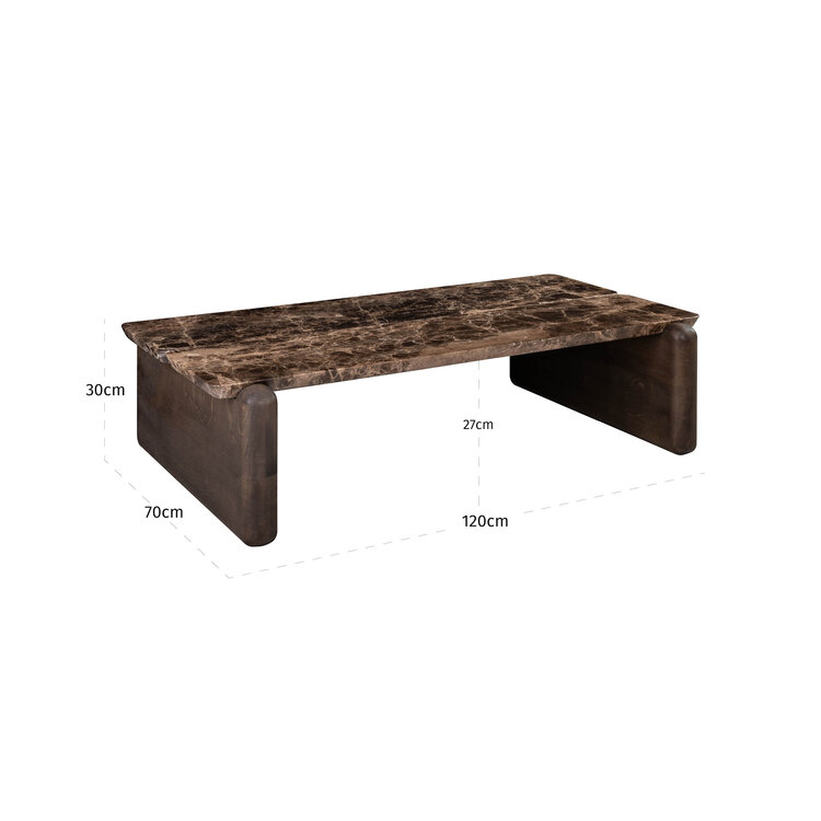 Richmond Interiors Salontafel Lagrasse Dark Brown Emperador Marmer Eiken