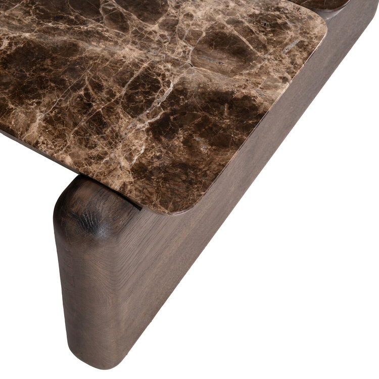 Richmond Interiors Salontafel Lagrasse Dark Brown Emperador Marmer Eiken