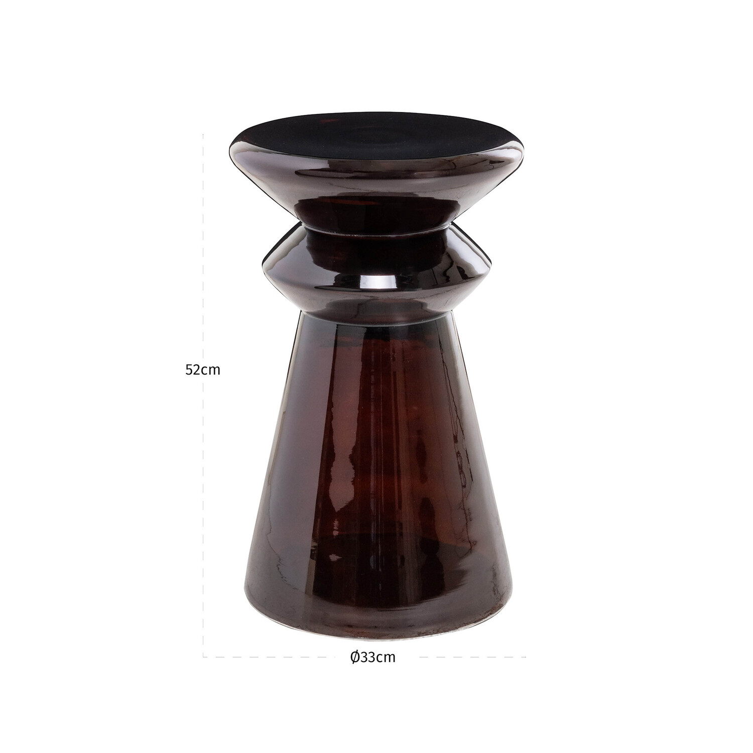 Richmond Interiors Bijzettafel Gordes Brown Glas Aluminium Rond Ø33 cm