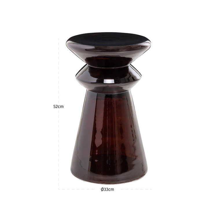 Richmond Interiors Bijzettafel Gordes Brown Glas Aluminium Rond Ø33 cm
