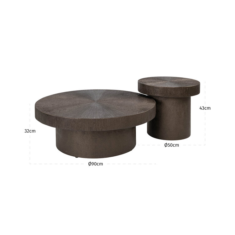 Richmond Interiors Salontafel Lindo Brunzae Rond Set van 2