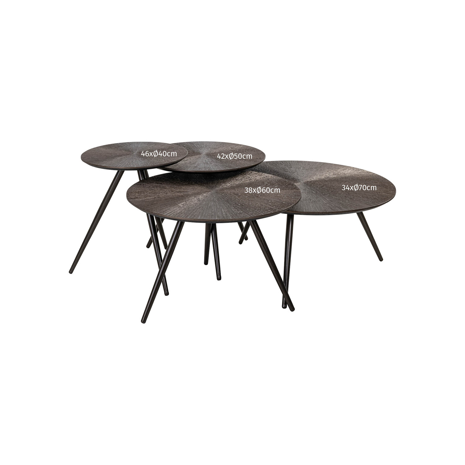 Richmond Interiors Salontafel Quadra Brunzae Rond Set van 4