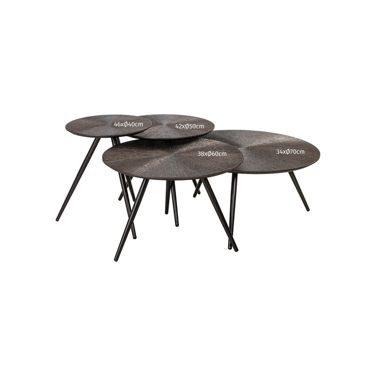 Richmond Interiors Salontafel Quadra Brunzae Rond Set van 4