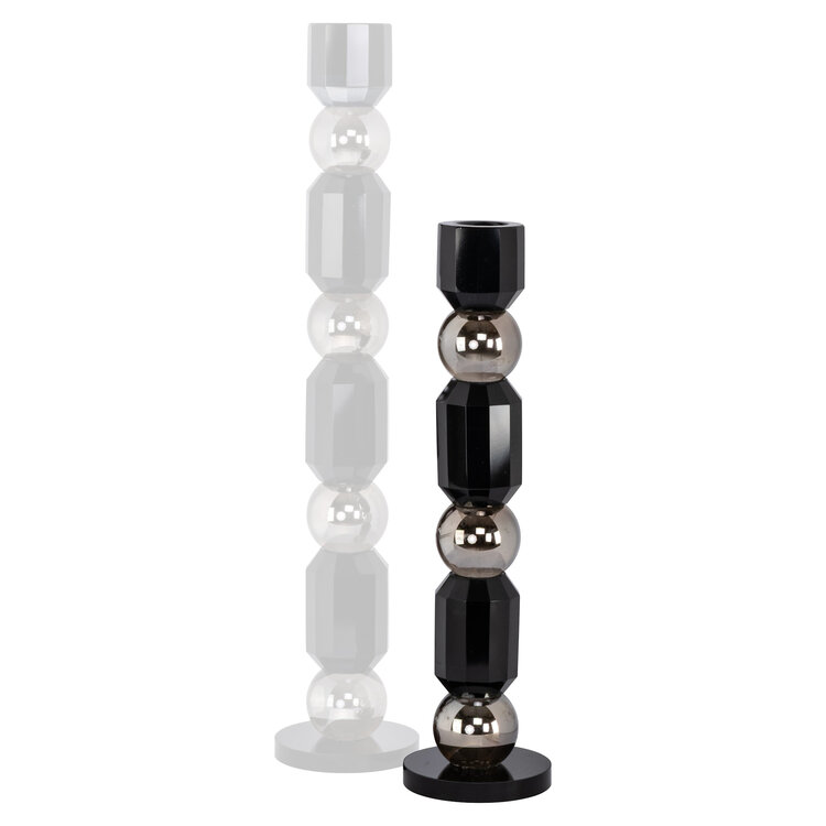Richmond Interiors Kandelaar Jessy black kristal glas zwart zilver klein
