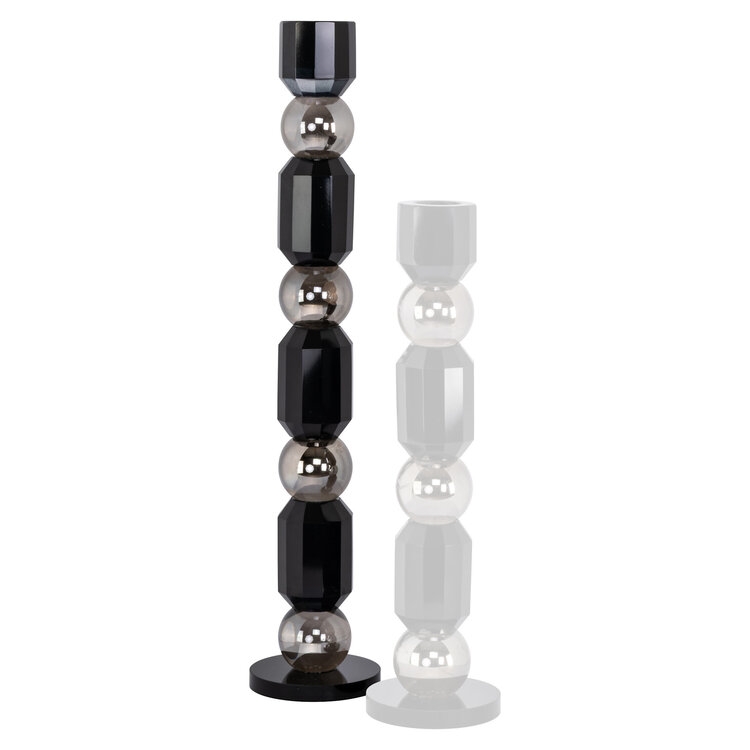 Richmond Interiors Kandelaar Jessy black kristal glas zwart zilver groot