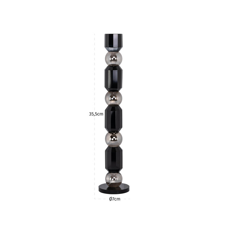 Richmond Interiors Kandelaar Jessy black kristal glas zwart zilver groot