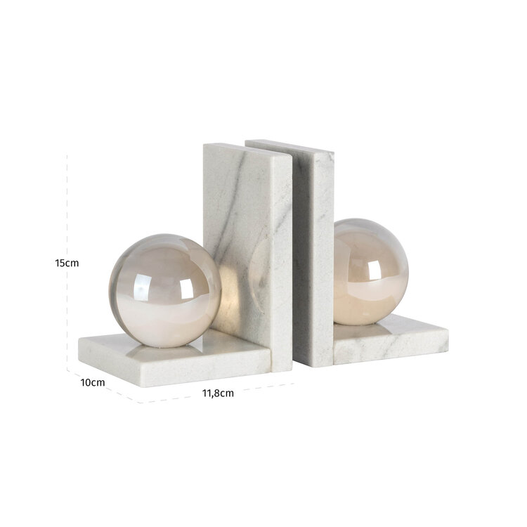 Richmond Interiors Boekenstandaard Lulu white kristal glas marmer wit