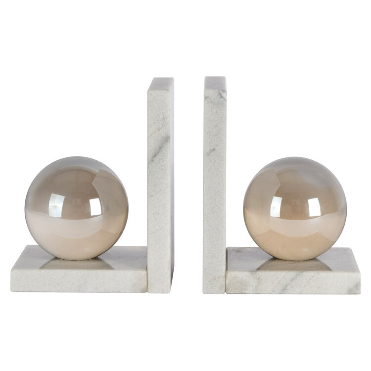 Richmond Interiors Boekenstandaard Lulu white kristal glas marmer wit