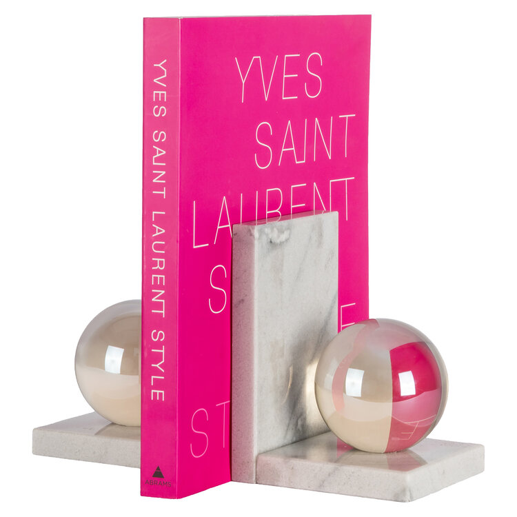 Richmond Interiors Boekenstandaard Lulu white kristal glas marmer wit