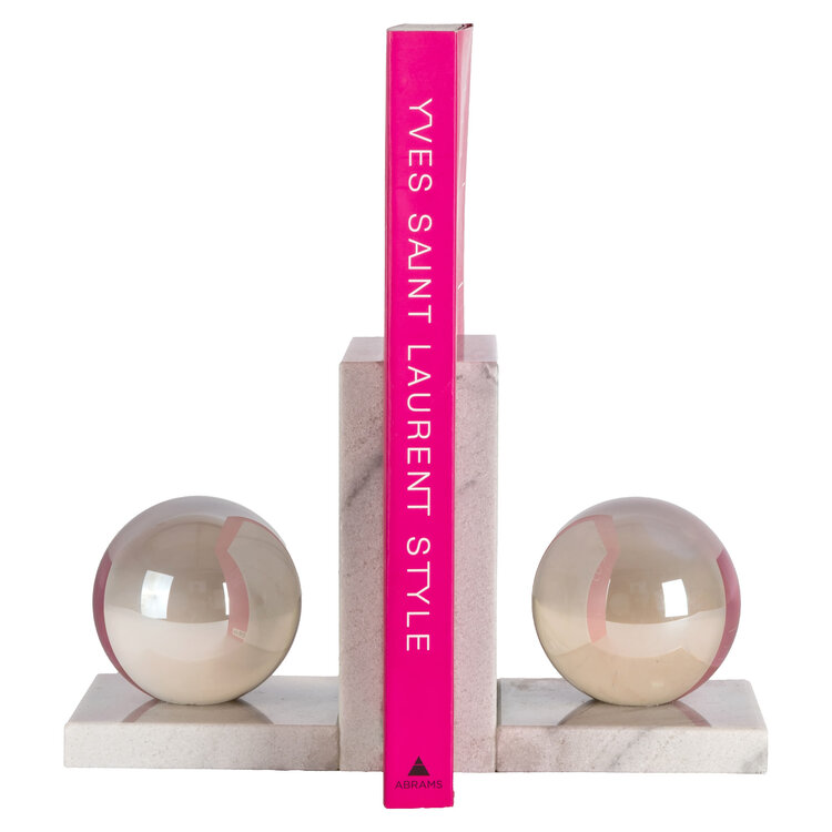 Richmond Interiors Boekenstandaard Lulu white kristal glas marmer wit