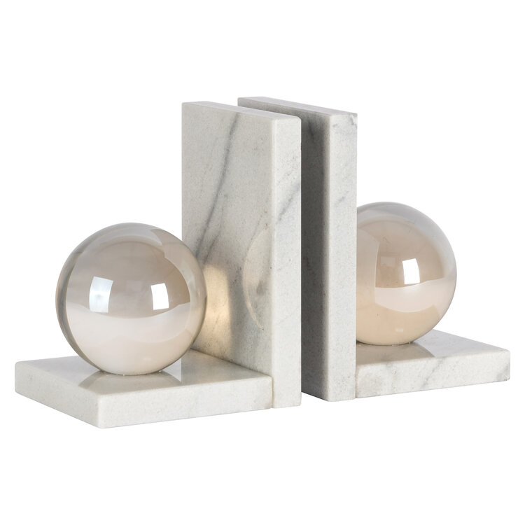 Richmond Interiors Boekenstandaard Lulu white kristal glas marmer wit