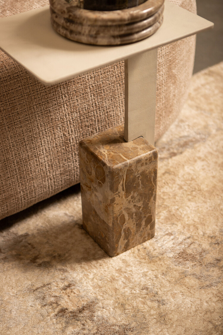 PTMD Collection Ebe Beige Marble bijzettafel marmer rechthoek blad