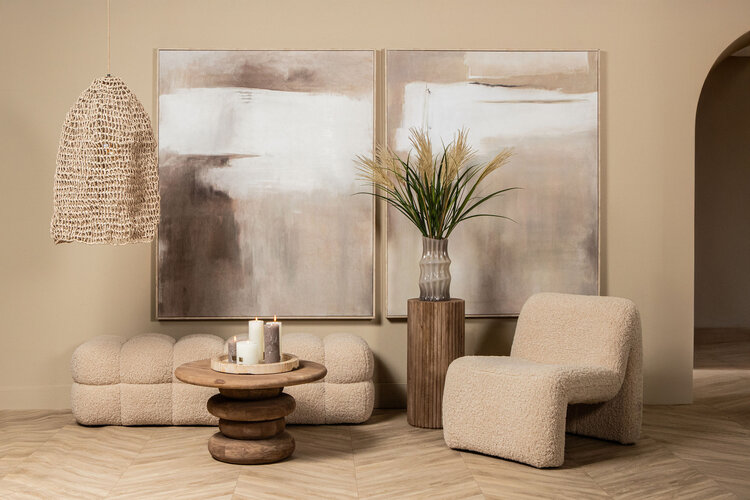 PTMD Collection Olger Beige abstract wandpaneel canvas frame A