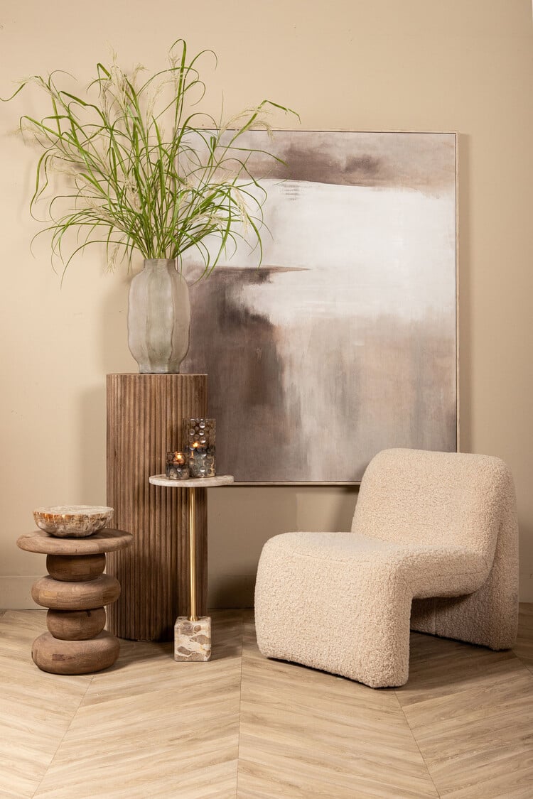 PTMD Collection Olger Beige abstract wandpaneel canvas frame B