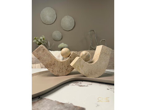 Marble Ornamenten met bal marmer Set van 2