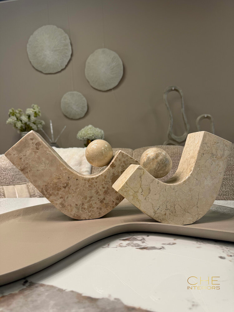 Marble Ornamenten met bal marmer Set van 2