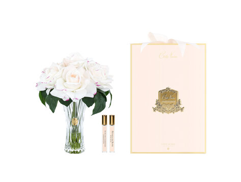 Côte Noire Luxury Charente Seven White Blush Roses Bouquet Pink Box