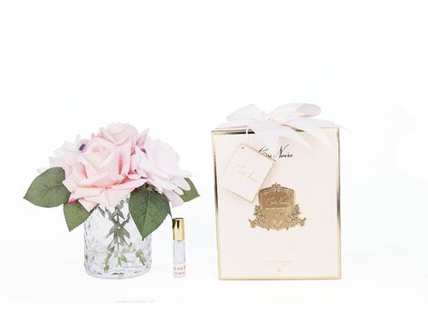 Côte Noire Luxury Herringbone Vase Mixed Pink Rose Buds Bouquet